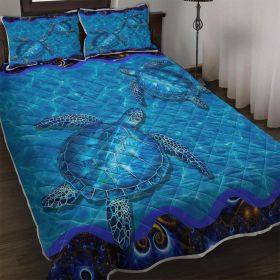 Coastal Quilts Bedding Set - Summer Sea Turtles Nautical Bedding Quilt with Pillow Cases