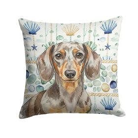 Dapple Dachshund Coastal Sea Glass Throw Pillow Decorative Indoor Outdoor Accent Cushion for Couch, Bed or Patio, 18Hx18W