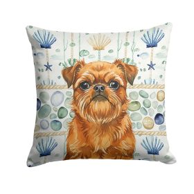 Belge Brussels Griffon Coastal Sea Glass Throw Pillow Decorative Indoor Outdoor Accent Cushion for Couch, Bed or Patio, 18Hx18W