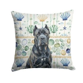 Cane Corso Coastal Sea Glass Throw Pillow Decorative Indoor Outdoor Accent Cushion for Couch, Bed or Patio, 18Hx18W