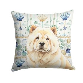 Cream Chow Chow Coastal Sea Glass Throw Pillow Decorative Indoor Outdoor Accent Cushion for Couch, Bed or Patio, 18Hx18W