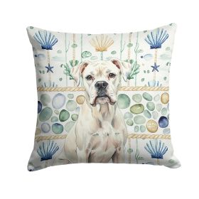White Boxer Coastal Sea Glass Throw Pillow Decorative Indoor Outdoor Accent Cushion for Couch, Bed or Patio, 18Hx18W