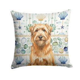 Tawny Briard Coastal Sea Glass Throw Pillow Decorative Indoor Outdoor Accent Cushion for Couch, Bed or Patio, 18Hx18W