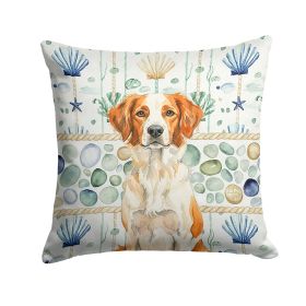 Orange and White Brittany Coastal Sea Glass Throw Pillow Decorative Indoor Outdoor Accent Cushion for Couch, Bed or Patio, 18Hx18W