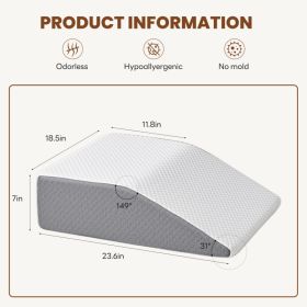 Wedge Pillow, Body Pillow , White& Grey (Option: 7Inch)