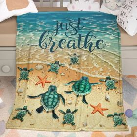 Sea Turtle Flannal Throw Blanket For Teens Boys Men Many Sea Turtle Pattern Blanket Soft Flannal Throw Blanket 50x60 Inches For Couch Bed And Sof (Option: 150X200cm-blue)