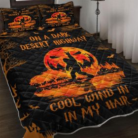 3 Pieces Halloween Quilt Set,Lightweight Chimpanzee Bedding Set with 2 Pillowcases,Fall Pumpkin Bedspread Coverlet (size: Twin)