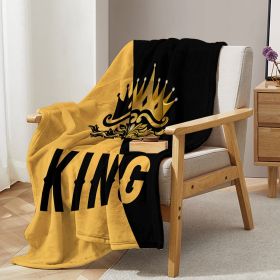 King with Crown Blanket Flannel Soft Plush Fleece Towel Quilt for Couch Or Bed Warm Throw Office Sofa (size: 130x150)