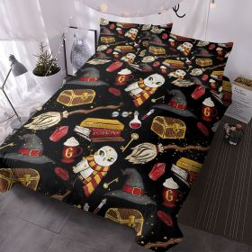 Magic Printed Duvet Cover Set - Vintage Wizard Hat Microfiber Bedding, Perfect for Bedroom Decor (size: Twin)