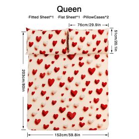 4pcs ultra-soft 85g brushed printed sheets and pillowcases, machine washable, suitable for all seasons (size: queen(59.84''*79.92''))
