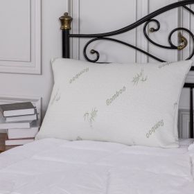 Bamboo Memory Foam Pillow with Removable Cover (Color: White/Green Accents, size: King (Pack of 1))